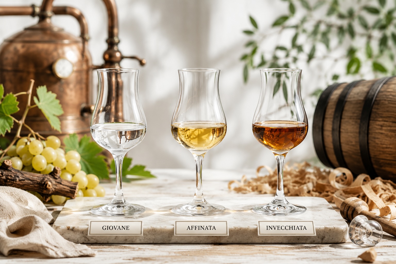 Le differenze tra grappa giovane, affinata e invecchiata